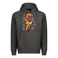 Charcoal Heather cowgirl with lightning bolt Premium Hoodie - texasbilliewilder