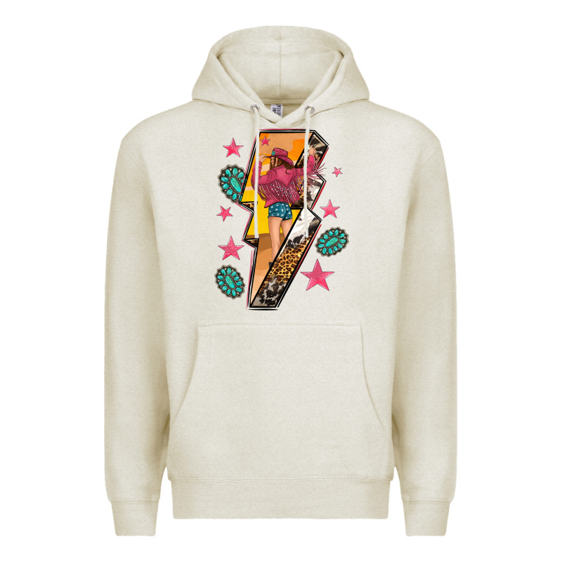 Cowgirl With Lightning Bolt Premium Hoodie by texasbilliewilder | Teevron