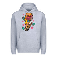 Heather Grey cowgirl with lightning bolt Premium Hoodie - texasbilliewilder