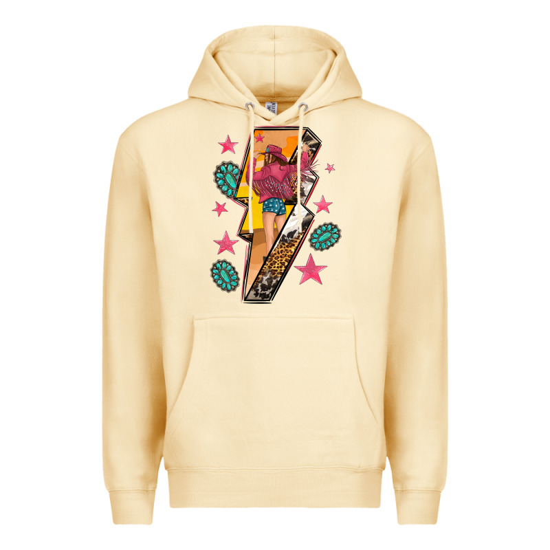 Cowgirl With Lightning Bolt Premium Hoodie by texasbilliewilder | Teevron