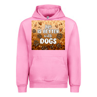 Fuchsia Pink life is better with dogs Urban Hoodie - MaliasSmallBusiness