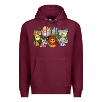 Burgundy cute baby safari animals coffee cups Premium Hoodie - texasbilliewilder