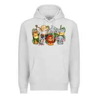 Dove Grey cute baby safari animals coffee cups Premium Hoodie - texasbilliewilder