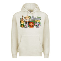 Oatmeal Heather cute baby safari animals coffee cups Premium Hoodie - texasbilliewilder
