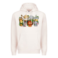 Pale Pink cute baby safari animals coffee cups Premium Hoodie - texasbilliewilder