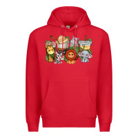 Red cute baby safari animals coffee cups Premium Hoodie - texasbilliewilder