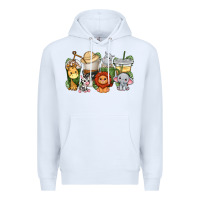 White cute baby safari animals coffee cups Premium Hoodie - texasbilliewilder