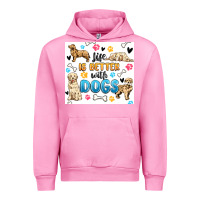 Fuchsia Pink life is better with dogs Urban Hoodie - MaliasSmallBusiness