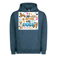 Pigment Midnight Navy life is better with dogs Urban Hoodie - MaliasSmallBusiness
