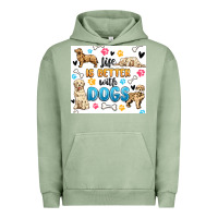 Pigment Oil Green life is better with dogs Urban Hoodie - MaliasSmallBusiness