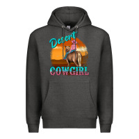 Charcoal Heather desert cowgirl Premium Hoodie - texasbilliewilder