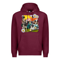 Burgundy cowhide farm truck with farm animals Premium Hoodie - texasbilliewilder