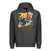 Charcoal Heather cowhide farm truck with farm animals Premium Hoodie - texasbilliewilder