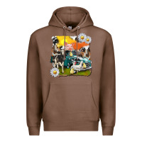 Chestnut cowhide farm truck with farm animals Premium Hoodie - texasbilliewilder