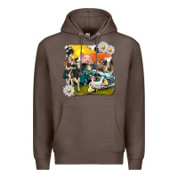 Coffee cowhide farm truck with farm animals Premium Hoodie - texasbilliewilder