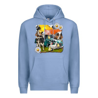 Colony Blue cowhide farm truck with farm animals Premium Hoodie - texasbilliewilder
