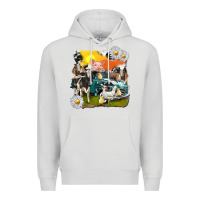 Dove Grey cowhide farm truck with farm animals Premium Hoodie - texasbilliewilder