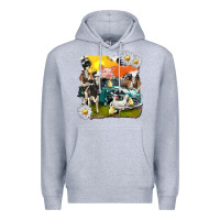Heather Grey cowhide farm truck with farm animals Premium Hoodie - texasbilliewilder