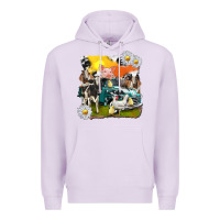 Lilac cowhide farm truck with farm animals Premium Hoodie - texasbilliewilder