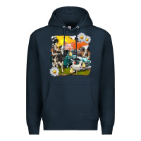 Navy cowhide farm truck with farm animals Premium Hoodie - texasbilliewilder