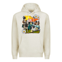 Oatmeal Heather cowhide farm truck with farm animals Premium Hoodie - texasbilliewilder
