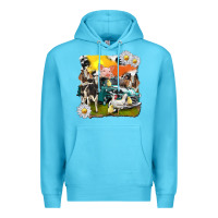 Ocean Blue cowhide farm truck with farm animals Premium Hoodie - texasbilliewilder
