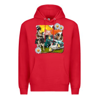 Red cowhide farm truck with farm animals Premium Hoodie - texasbilliewilder