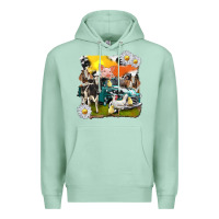 Seafoam cowhide farm truck with farm animals Premium Hoodie - texasbilliewilder