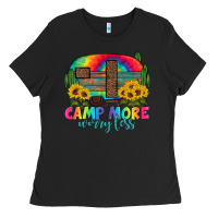 Black camp more worry less with caravan Ladies Tee - Artiststas