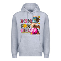 Heather Grey disco cowgirl Premium Hoodie - texasbilliewilder