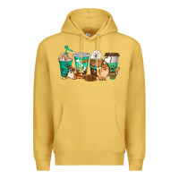 Antique Gold dog coffee cups Premium Hoodie - texasbilliewilder