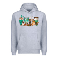 Heather Grey dog coffee cups Premium Hoodie - texasbilliewilder