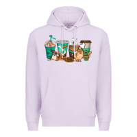 Lilac dog coffee cups Premium Hoodie - texasbilliewilder
