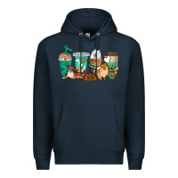 Navy dog coffee cups Premium Hoodie - texasbilliewilder