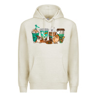 Oatmeal Heather dog coffee cups Premium Hoodie - texasbilliewilder