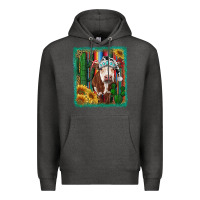 Charcoal Heather Western Christmas Cow Premium Hoodie - RanaPortraitStore
