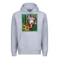 Heather Grey Western Christmas Cow Premium Hoodie - RanaPortraitStore
