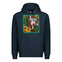Navy Western Christmas Cow Premium Hoodie - RanaPortraitStore