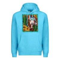 Ocean Blue Western Christmas Cow Premium Hoodie - RanaPortraitStore