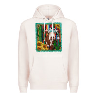 Pale Pink Western Christmas Cow Premium Hoodie - RanaPortraitStore