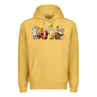 Antique Gold farm animals coffee cups Premium Hoodie - texasbilliewilder