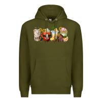 Army Green farm animals coffee cups Premium Hoodie - texasbilliewilder