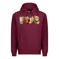 Burgundy farm animals coffee cups Premium Hoodie - texasbilliewilder