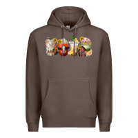 Coffee farm animals coffee cups Premium Hoodie - texasbilliewilder