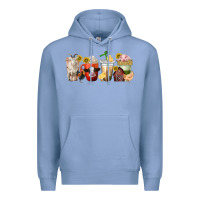 Colony Blue farm animals coffee cups Premium Hoodie - texasbilliewilder