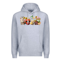Heather Grey farm animals coffee cups Premium Hoodie - texasbilliewilder