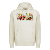 Oatmeal Heather farm animals coffee cups Premium Hoodie - texasbilliewilder