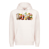 Pale Pink farm animals coffee cups Premium Hoodie - texasbilliewilder