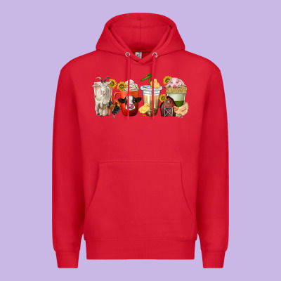 Premium Hoodie farm animals coffee cups