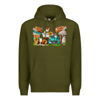 Army Green farm truck coffee cups Premium Hoodie - texasbilliewilder